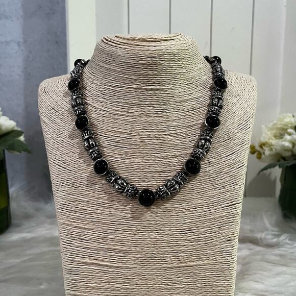 NEW Sundance Vintage Mexican Sterling Silver Glass Chunky Link Clasp Necklace 18 - Picture 3 of 14